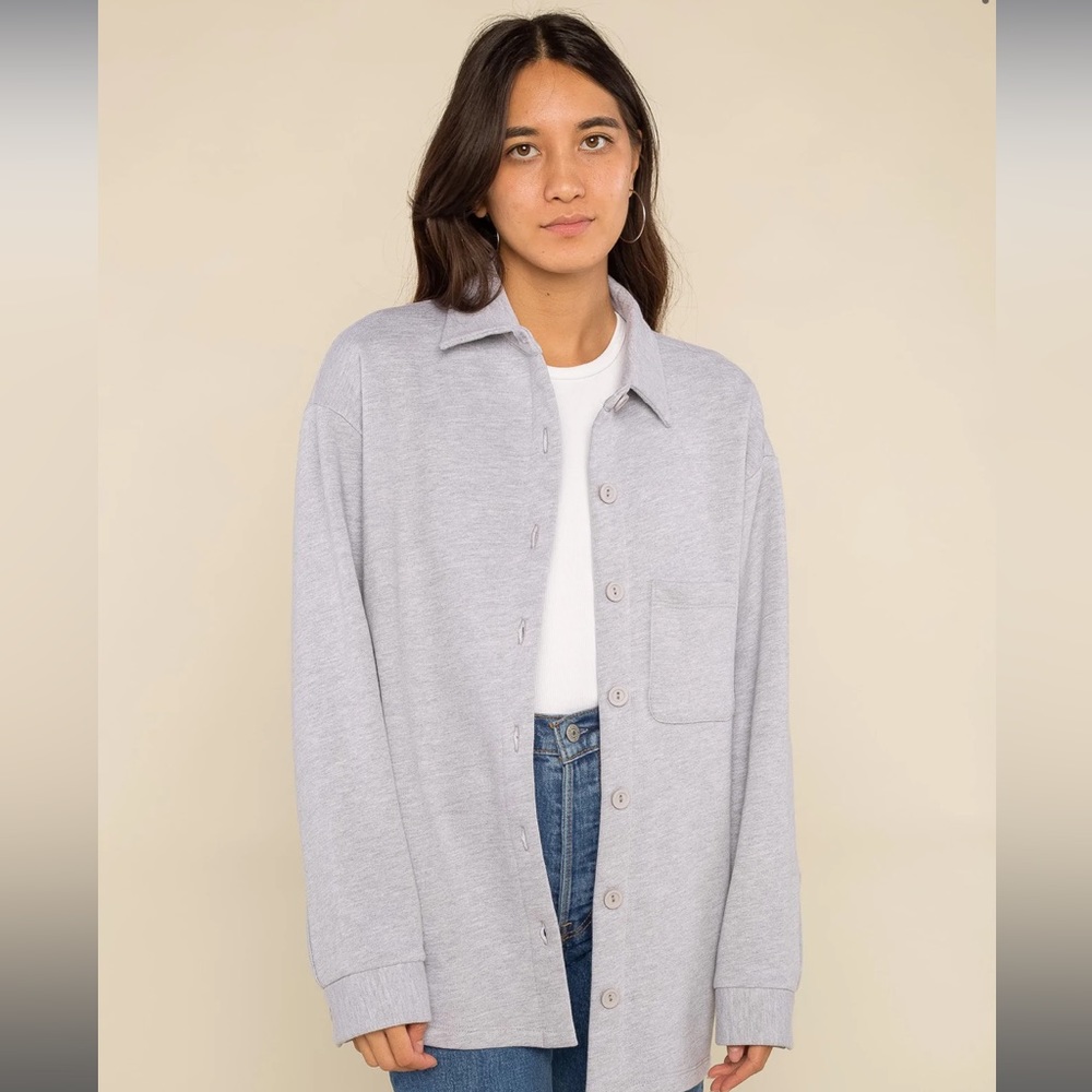 NEW Fleece Button Down in white